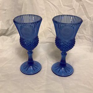 VTG Fostoria George Washington Glass Goblet Candleholders